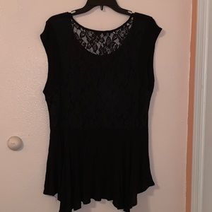 Black blouse with lace in the back